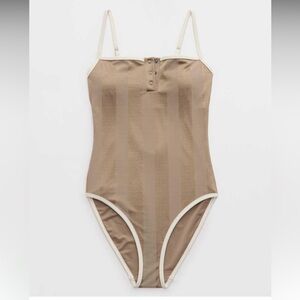 Aerie Shine Henley One Piece Swimsuit XL